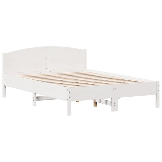 Bed Frame | White | Solid Pine Wood, Plywood | Double | Modern Bed Frame | White | Solid Pine Wood, Plywood | Double | Modern