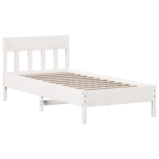 Bed Frame without Mattress White 75x190 cm Solid Wood Pine Bed Frame without Mattress White 75x190 cm Solid Wood Pine