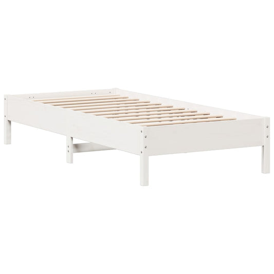 Bed Frame | White | Solid pine wood, Plywood | 90x200 cm | Durable Bed Frame | White | Solid pine wood, Plywood | 90x200 cm | Durable