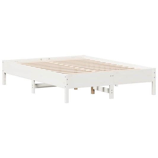 Bed Frame without Mattress White 140x190 cm Solid Wood Pine Bed Frame without Mattress White 140x190 cm Solid Wood Pine
