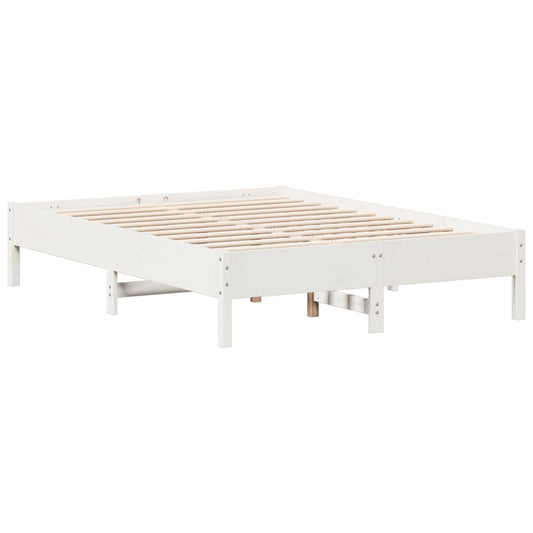 Bed Frame | White | Solid pine wood, Plywood slats | Small Double Bed Frame | White | Solid pine wood, Plywood slats | Small Double
