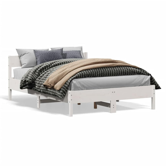 Bed Frame without Mattress White 140x190 cm Solid Wood Pine Bed Frame without Mattress White 140x190 cm Solid Wood Pine
