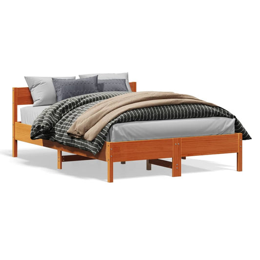 Bed Frame without Mattress Wax Brown 140x190 cm Solid Wood Pine Bed Frame without Mattress Wax Brown 140x190 cm Solid Wood Pine