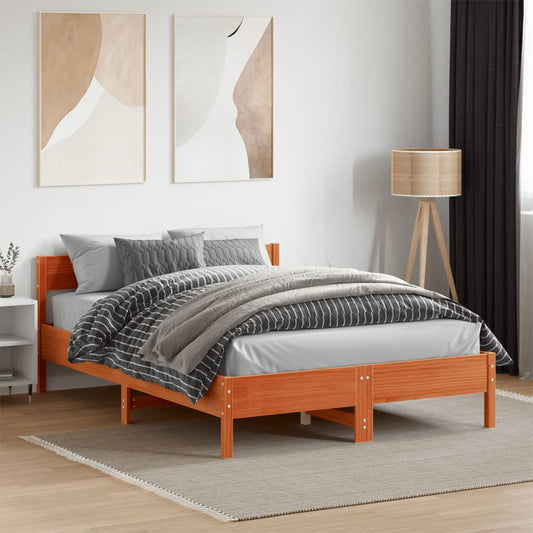 Bed Frame without Mattress Wax Brown 135x190 cm Solid Wood Pine Bed Frame without Mattress Wax Brown 135x190 cm Solid Wood Pine