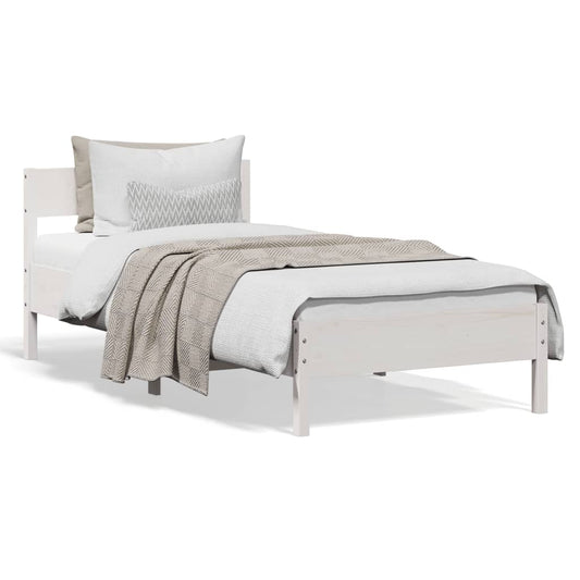 Bed Frame without Mattress White 75x190 cm Solid Wood Pine Bed Frame without Mattress White 75x190 cm Solid Wood Pine