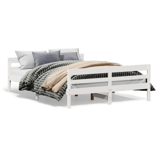Bed Frame without Mattress White 140x200 cm Solid Wood Pine Bed Frame without Mattress White 140x200 cm Solid Wood Pine