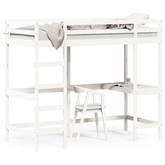 Loft Bed without Mattress White 90x200 cm Solid Wood Pine Loft Bed without Mattress White 90x200 cm Solid Wood Pine