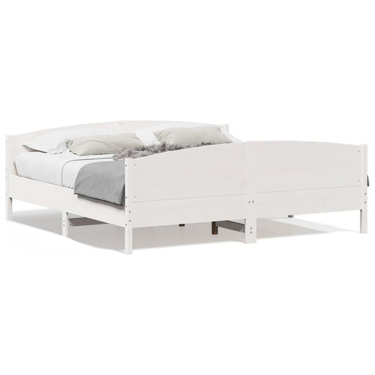 Bed Frame without Mattress White 200x200 cm Solid Wood Pine Bed Frame without Mattress White 200x200 cm Solid Wood Pine
