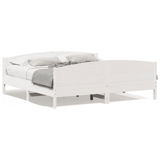 Bed Frame without Mattress White 180x200 cm Super King Solid Wood Pine Bed Frame without Mattress White 180x200 cm Super King Solid Wood Pine