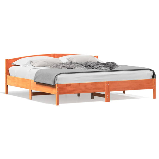 Bed Frame | Wax Brown | Solid pine wood, Plywood | Super King | Durable Bed Frame | Wax Brown | Solid pine wood, Plywood | Super King | Durable