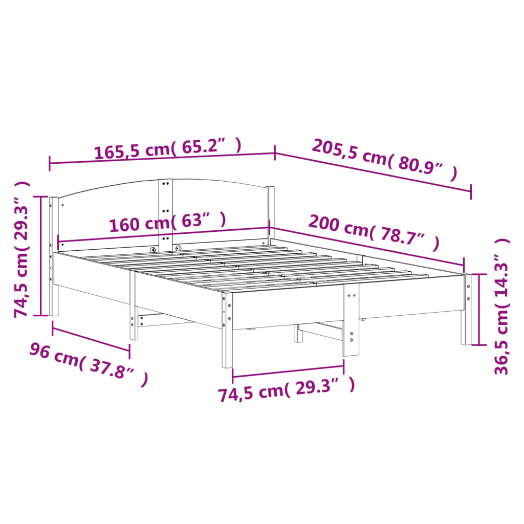Bed Frame | Wax Brown | Solid Pine Wood | Double | Bed Frame