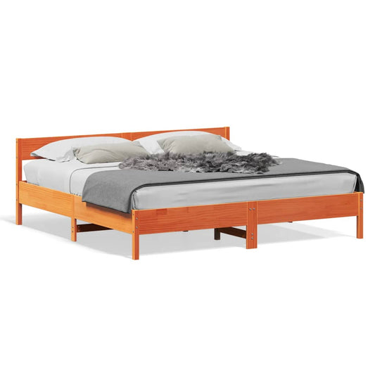 Bed Frame without Mattress Wax Brown 200x200 cm Solid Wood Pine Bed Frame without Mattress Wax Brown 200x200 cm Solid Wood Pine