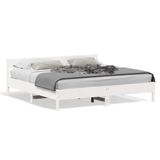 Bed Frame without Mattress White 180x200 cm Super King Solid Wood Pine Bed Frame without Mattress White 180x200 cm Super King Solid Wood Pine