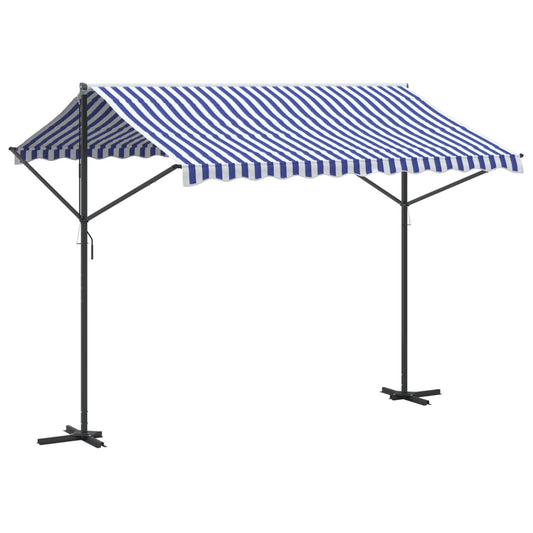 Free Standing Awning Blue and White 300x300 cm Fabric and Steel Free Standing Awning Blue and White 300x300 cm Fabric and Steel