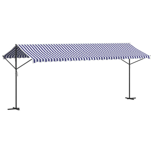 Free Standing Awning Blue and White 600x300 cm Fabric and Steel Free Standing Awning Blue and White 600x300 cm Fabric and Steel