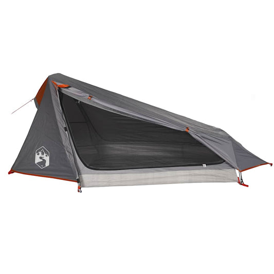 Camping Tent Tunnel 1-Person Grey and Orange Waterproof Camping Tent Tunnel 1-Person Grey and Orange Waterproof