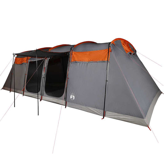 Family Tent Tunnel 10-Person Grey and Orange Waterproof Family Tent Tunnel 10-Person Grey and Orange Waterproof