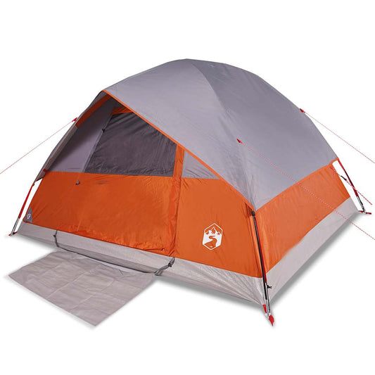 Family Tent Dome 6-Person Grey and Orange Waterproof Family Tent Dome 6-Person Grey and Orange Waterproof