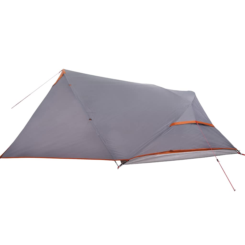 Camping Tent Dome 4-Person Grey and Orange Waterproof