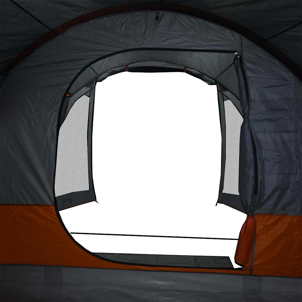 Family Tent Tunnel 8-Person Grey and Orange Waterproof