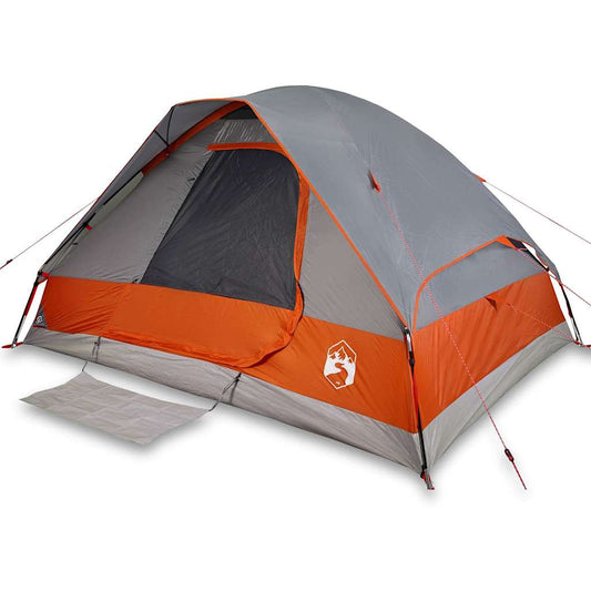 Camping Tent Dome 4-Person Grey and Orange Waterproof Camping Tent Dome 4-Person Grey and Orange Waterproof