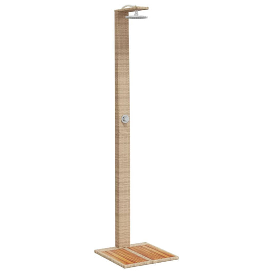 Outdoor Shower Beige 50x55x224 cm Poly Rattan and Acacia Wood Outdoor Shower Beige 50x55x224 cm Poly Rattan and Acacia Wood