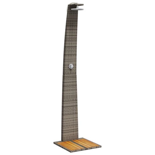 Outdoor Shower Grey 55x60x224 cm Poly Rattan and Acacia Wood Outdoor Shower Grey 55x60x224 cm Poly Rattan and Acacia Wood