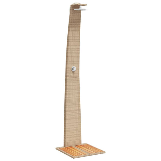 Outdoor Shower Beige 55x60x224 cm Poly Rattan and Acacia Wood Outdoor Shower Beige 55x60x224 cm Poly Rattan and Acacia Wood