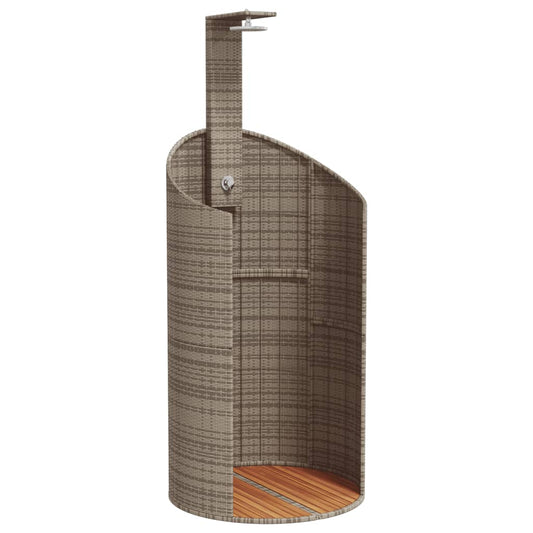 Outdoor Shower Grey 100x100x241.5 cm Poly Rattan and Acacia Wood Outdoor Shower Grey 100x100x241.5 cm Poly Rattan and Acacia Wood
