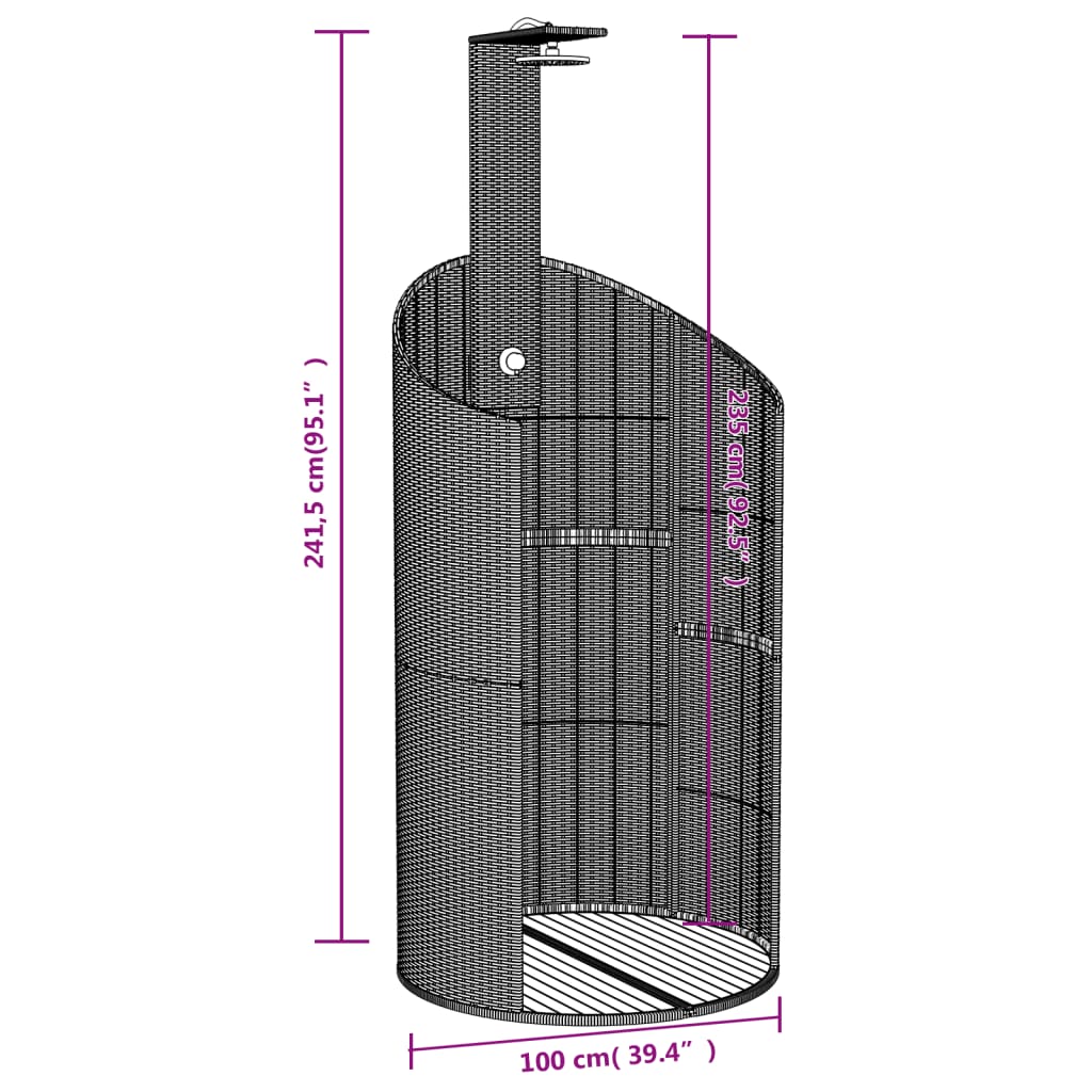 Outdoor Shower Grey 100x100x241.5cm Poly Rattan and Acacia Wood