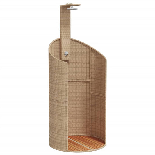 Outdoor Shower Beige 100x100x241.5 cm Poly Rattan and Acacia Wood Outdoor Shower Beige 100x100x241.5 cm Poly Rattan and Acacia Wood