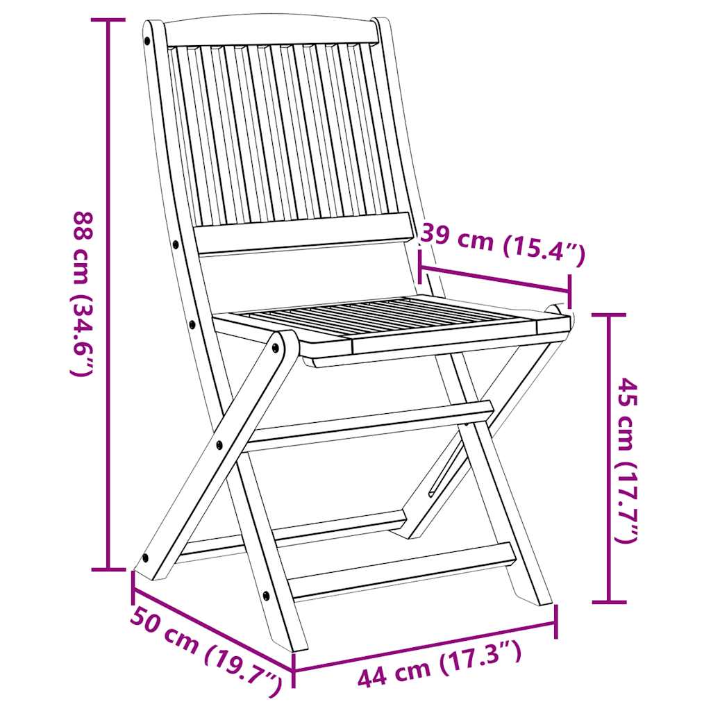 Folding Chairs 2 pcs 57x48,5x90 cm Solid Wood Acacia