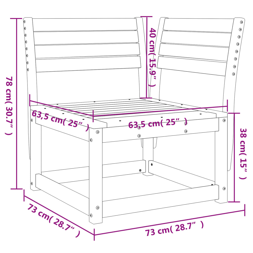Garden Sofa Corner 73x73x78 cm Solid Wood Douglas