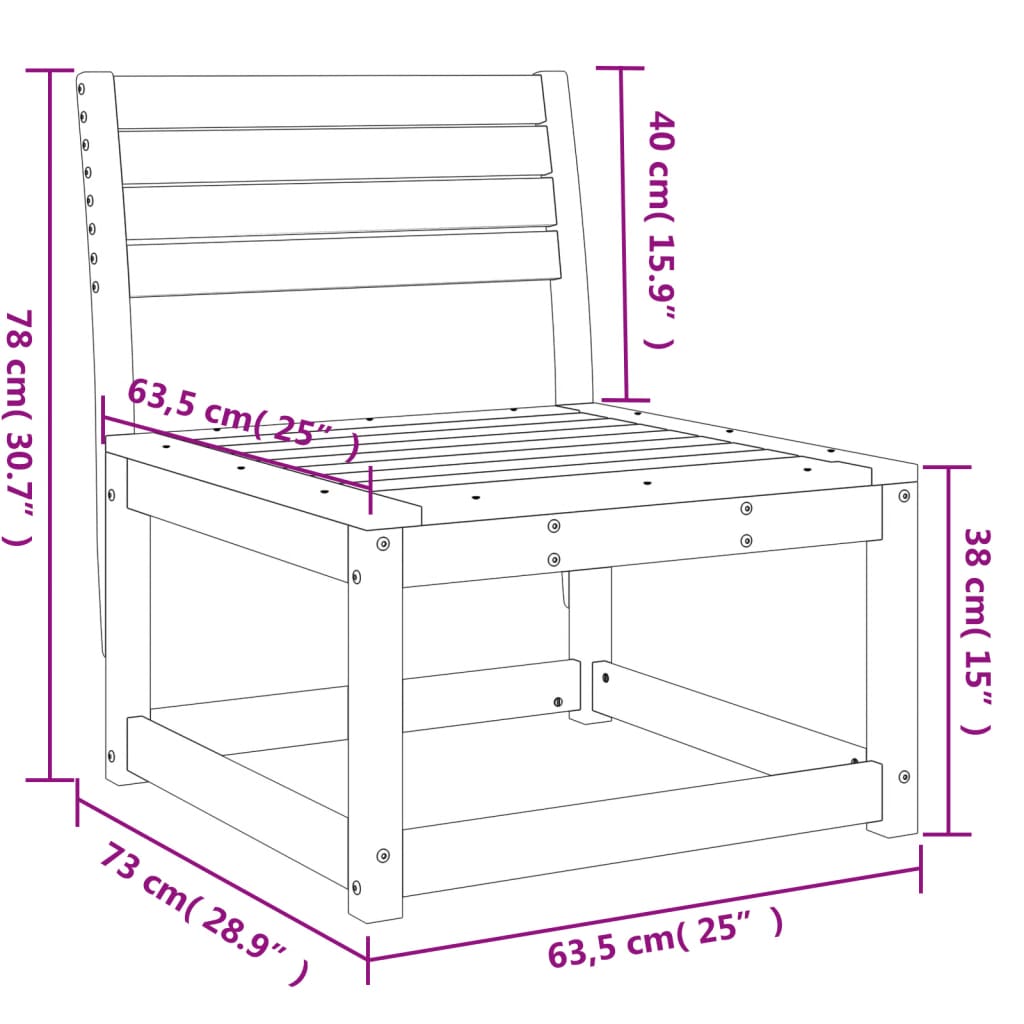 Garden Sofa | Natural wood | Solid pine wood | Medium | Modular