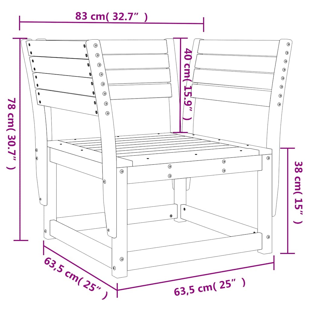 Garden Chair | Natural Pine | Solid Pine Wood | Medium | Modular