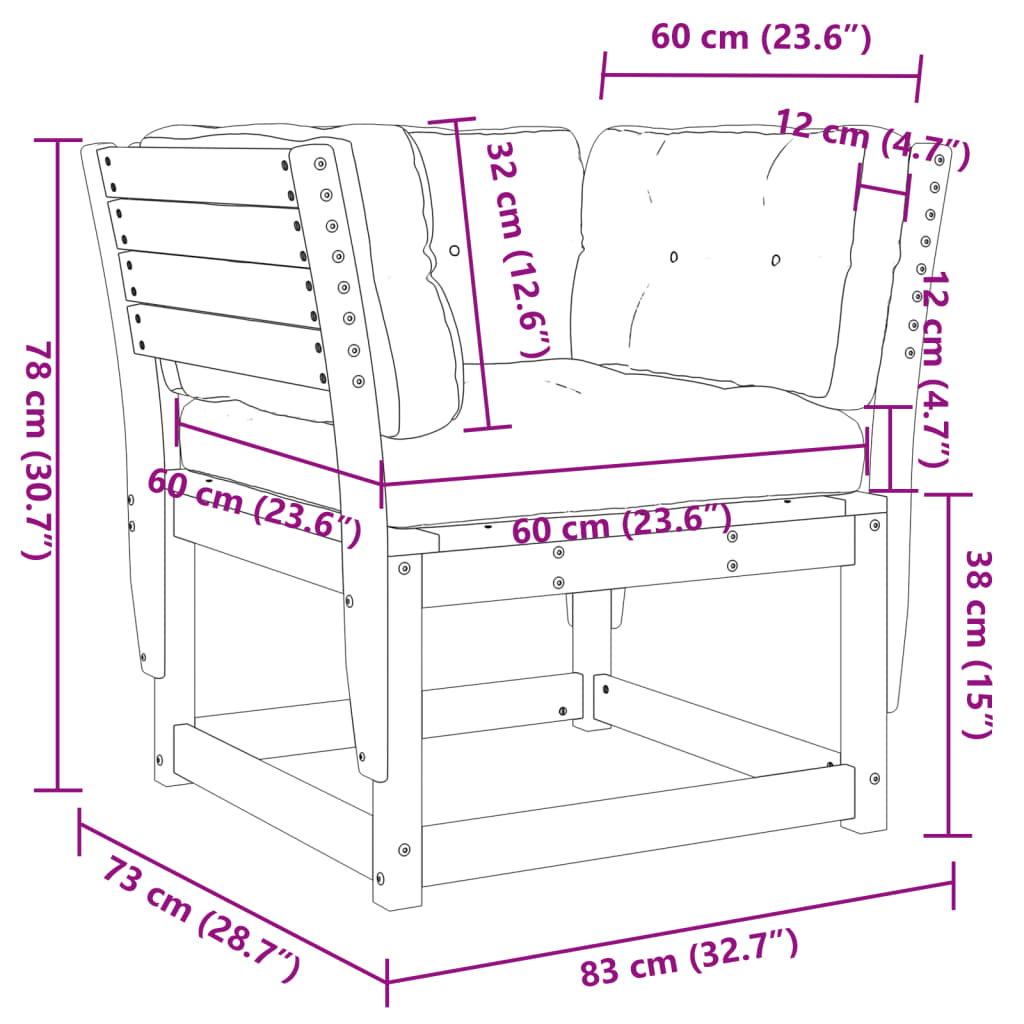 Garden Sofa | White, Anthracite | Solid pine wood, Polyester | Medium