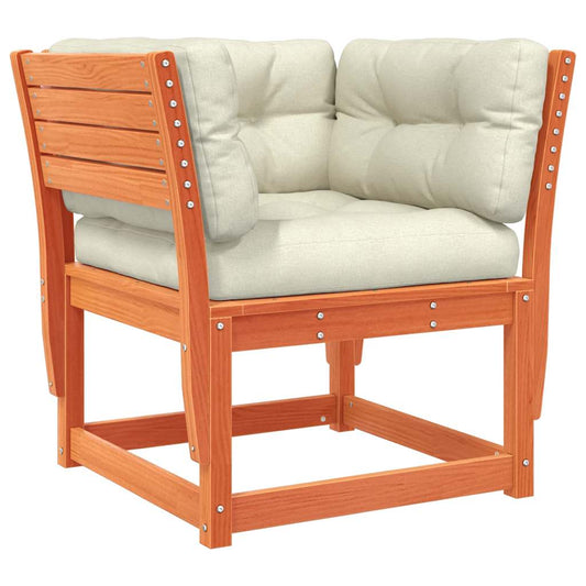 Garden Sofa Armrest with Cushions Wax Brown Solid Wood Pine Garden Sofa Armrest with Cushions Wax Brown Solid Wood Pine
