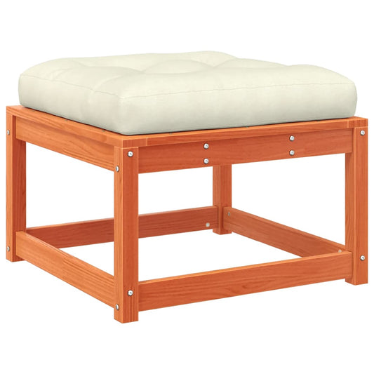 Garden Footstool with Cushions Wax Brown Solid Wood Pine Garden Footstool with Cushions Wax Brown Solid Wood Pine