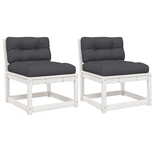 Garden Sofas with Cushions 2pcs White Solid Wood Pine Garden Sofas with Cushions 2pcs White Solid Wood Pine