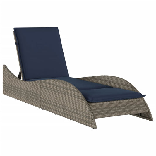 Sun Lounger with Cushion Grey 60x205x73 cm Poly Rattan Sun Lounger with Cushion Grey 60x205x73 cm Poly Rattan