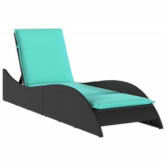 Sun Lounger with Cushion Black 60x205x73 cm Poly Rattan Sun Lounger with Cushion Black 60x205x73 cm Poly Rattan