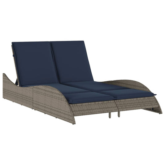 Sun Lounger with Cushions Grey 114x205x73 cm Poly Rattan Sun Lounger with Cushions Grey 114x205x73 cm Poly Rattan