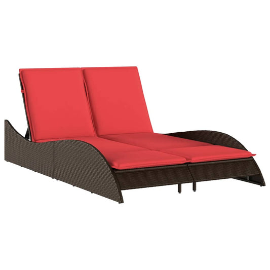 Sun Lounger with Cushions Brown 114x205x73 cm Poly Rattan Sun Lounger with Cushions Brown 114x205x73 cm Poly Rattan