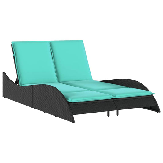 Sun Lounger with Cushions Black 114x205x73 cm Poly Rattan Sun Lounger with Cushions Black 114x205x73 cm Poly Rattan