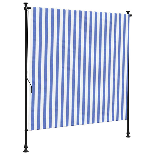 Outdoor Roller Blind Blue and White 150x270 cm Fabric&Steel Outdoor Roller Blind Blue and White 150x270 cm Fabric&Steel
