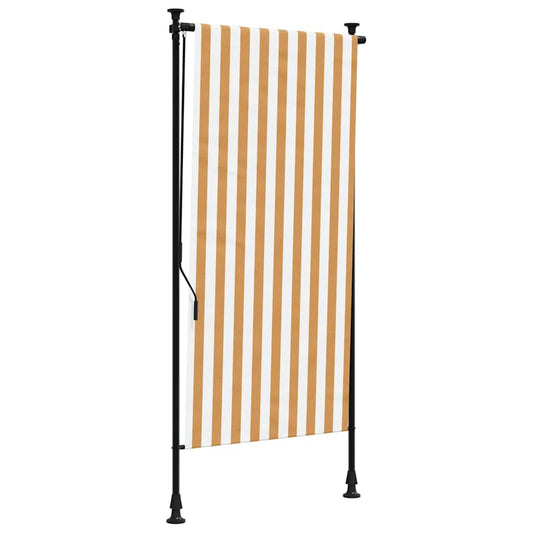 Outdoor Roller Blind Orange and White 100x270 cm Fabric&Steel Outdoor Roller Blind Orange and White 100x270 cm Fabric&Steel