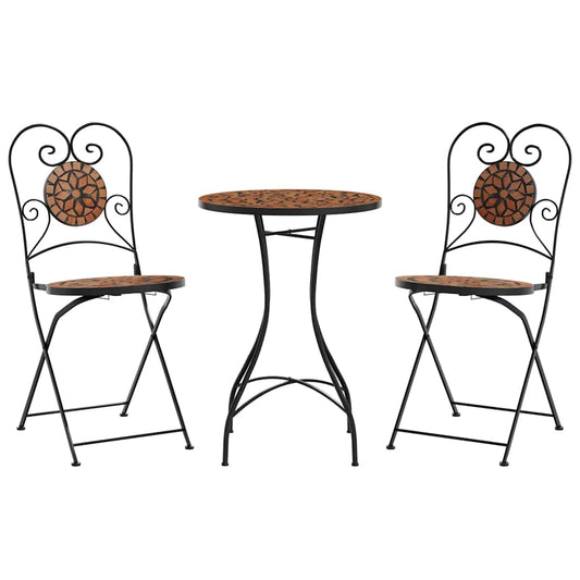 Mosaic Bistro Set Terracotta Iron and Ceramic Mosaic Bistro Set Terracotta Iron and Ceramic