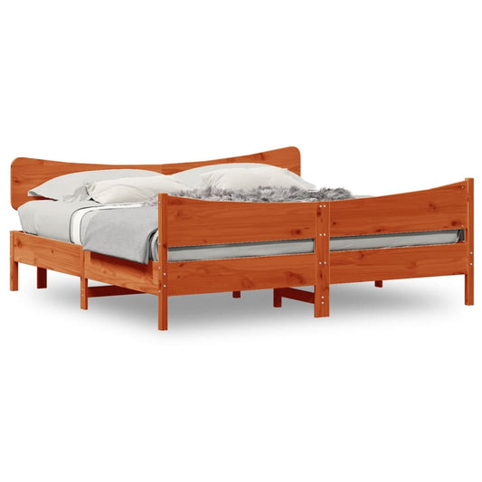 Bed Frame without Mattress Wax Brown 200x200 cm Solid Wood Pine Bed Frame without Mattress Wax Brown 200x200 cm Solid Wood Pine