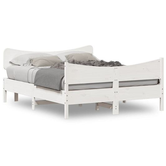 Bed Frame without Mattress White 150x200 cm King Size Solid Wood Pine Bed Frame without Mattress White 150x200 cm King Size Solid Wood Pine