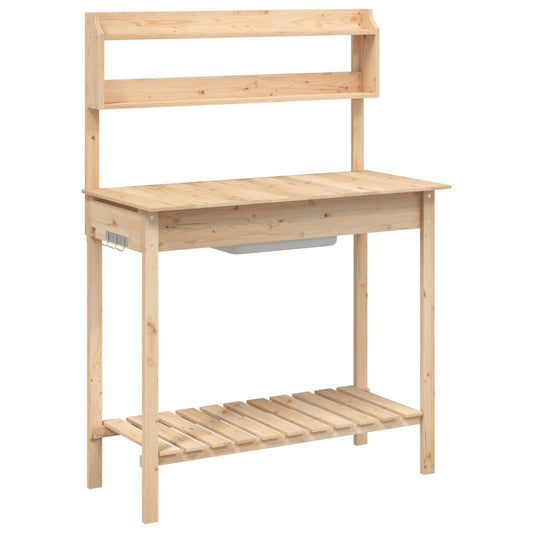 Potting Table with Sink 147.5x44x139.5 cm Solid Wood Fir Potting Table with Sink 147.5x44x139.5 cm Solid Wood Fir